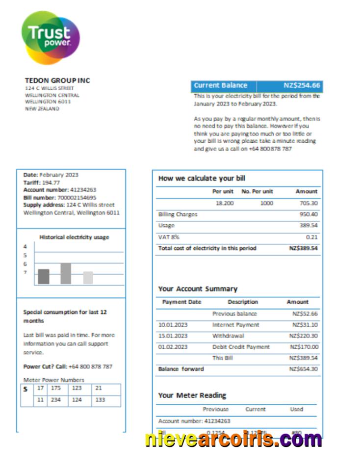 Trustpower utility business bill